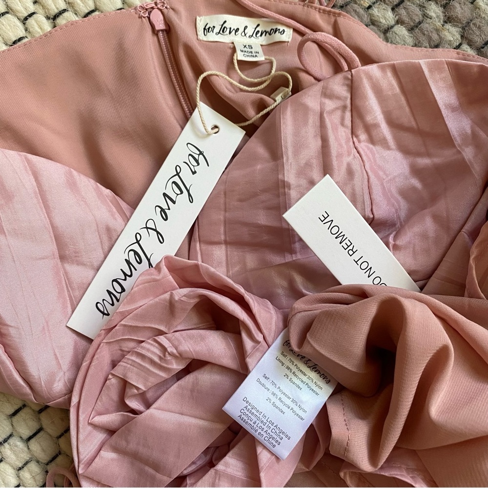NWT For Love & Lemons Gwenyth Long Maxi Dress in Pink Size XS - Picture 7 of 11